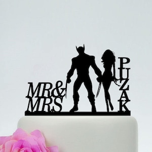 Wolverine and Phoenix Cake Topper, Super Hero Wedding Cake Topper,Mr and Mrs Cake Topper,X-men Cake Topper,Super Hero Wedding, C141