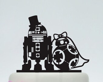 Wedding Cake Topper,Star Wars Cake Topper,R2D2 & Bb8 cake topper, Acrylic Custom Cake Topper,Love Cake Topper,Star Wars Silhouette  P152