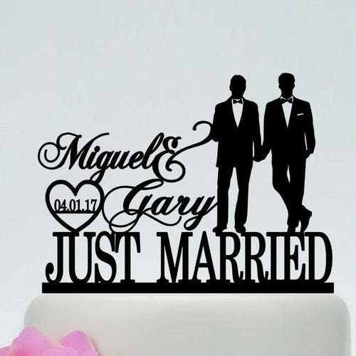 Topper De Mariage En Porcelaine – Silhouette Gay, Blanc, 21,5 Cm De Haut