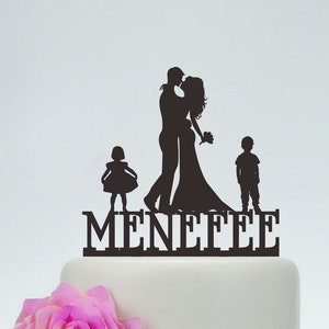 Wedding Cake Topper,Bride and Groom Cake Topper with Kids,Love Family Cake Topper,Custom Cake Topper,Acylic Cake Topper,Cake Decoration C113