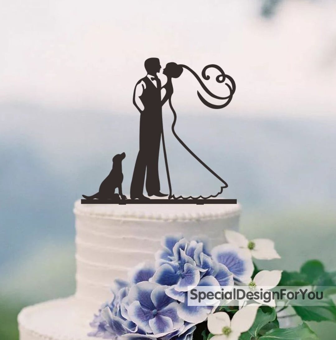 Groom and Bride Cake Topper With the Dog,wedding Cake Topper,custom Dog ...