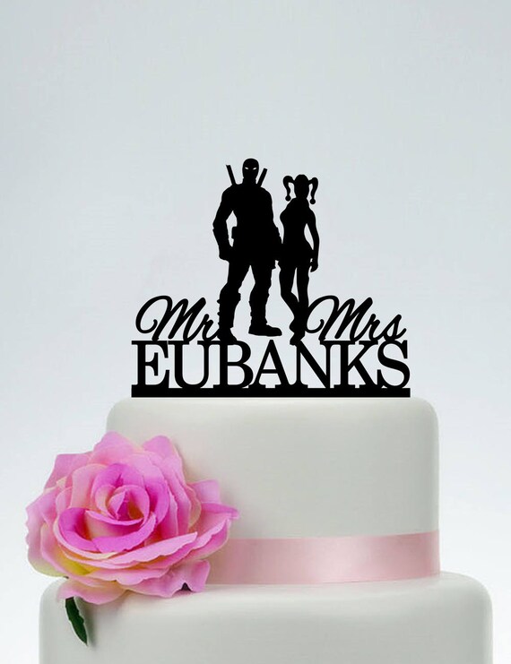 Deadpool Et Harley Quinn Wedding Cake Topper M Et Mme Cake Etsy