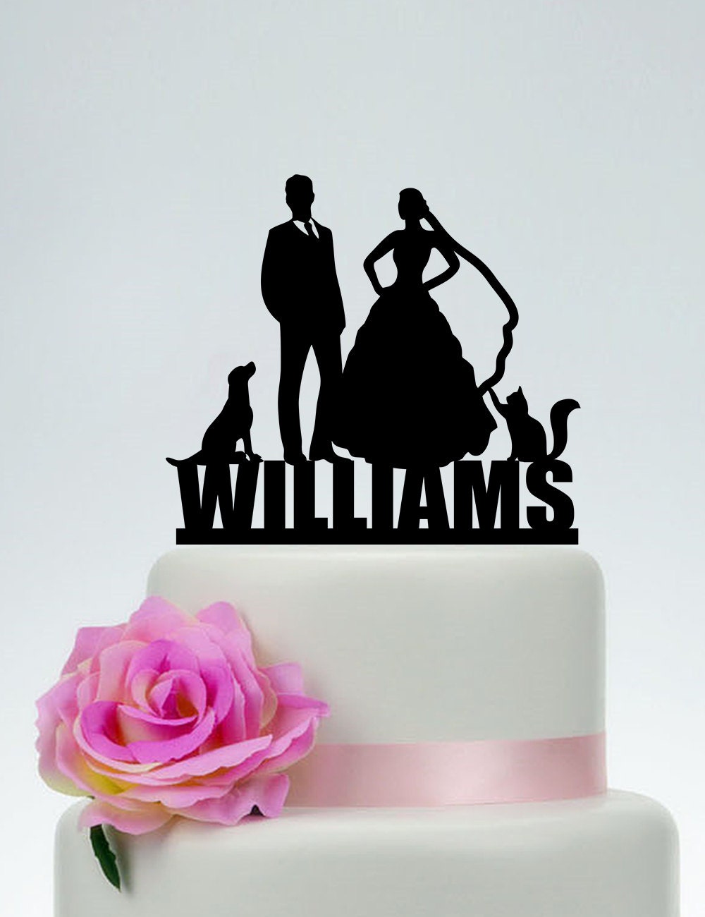 Wedding Cake TopperLast name Cake TopperCustom Cat and Dog Etsy