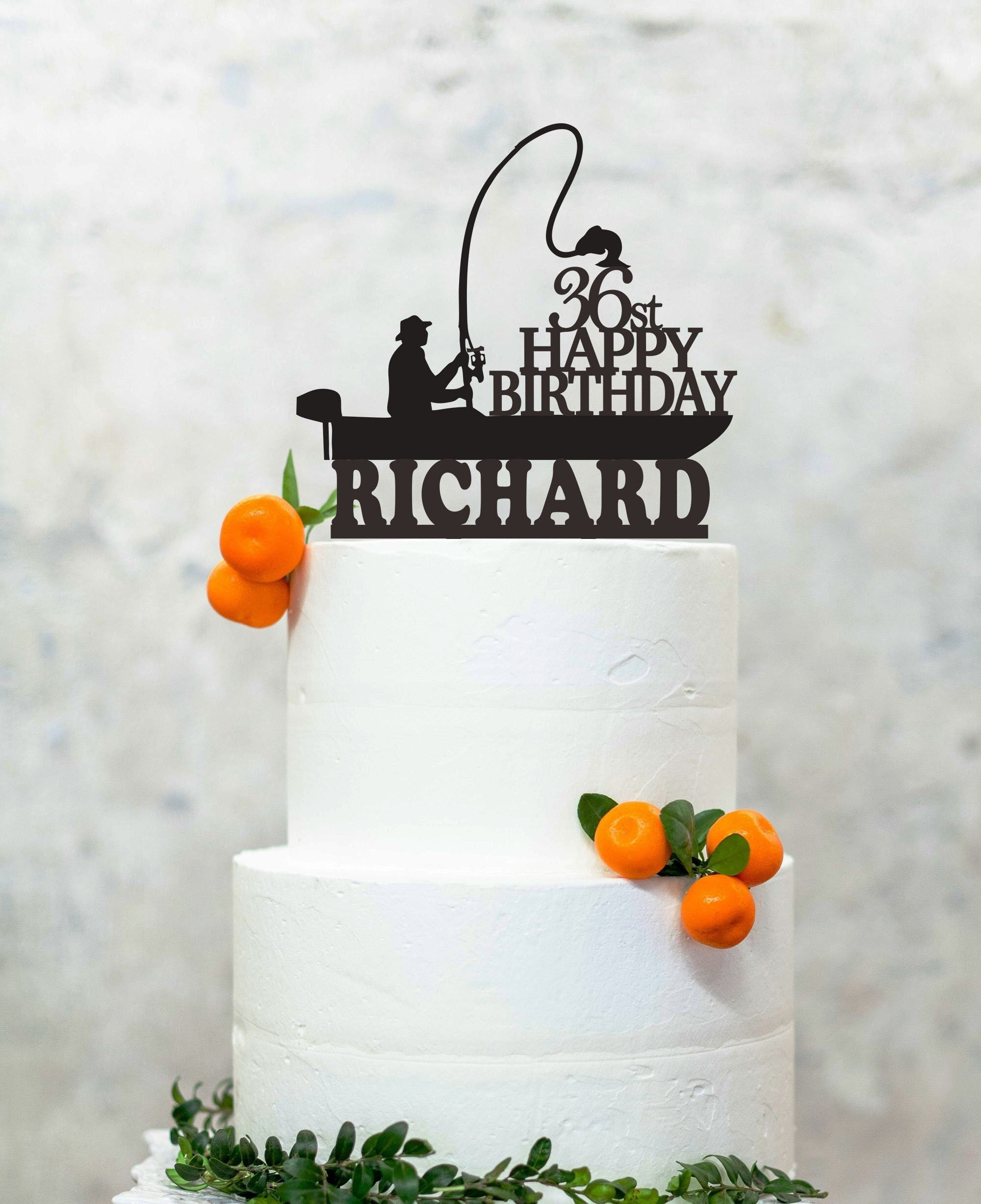 Fishing Birthday Cake Topper, Fisherman Cake Topper, Fishing Theme