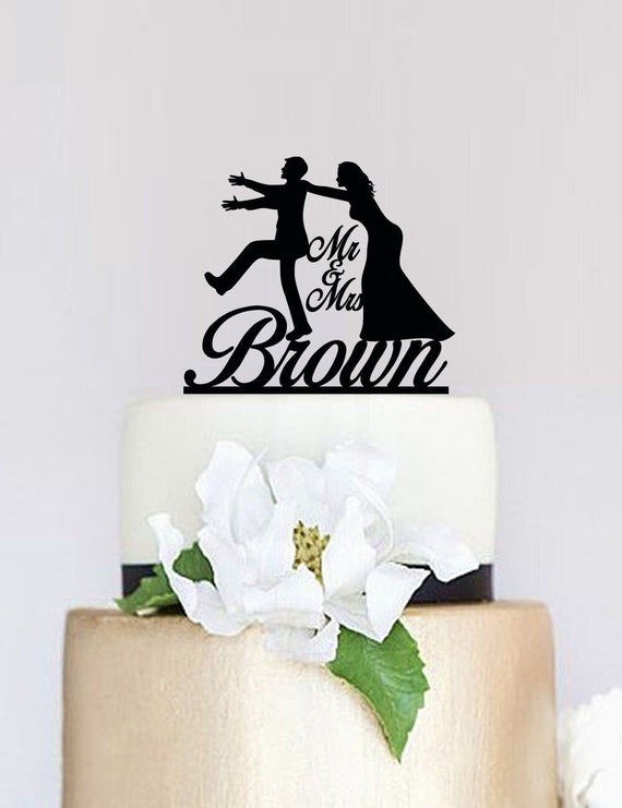 Funny Wedding Cake TopperBride and groom SilhouetteCustom Etsy