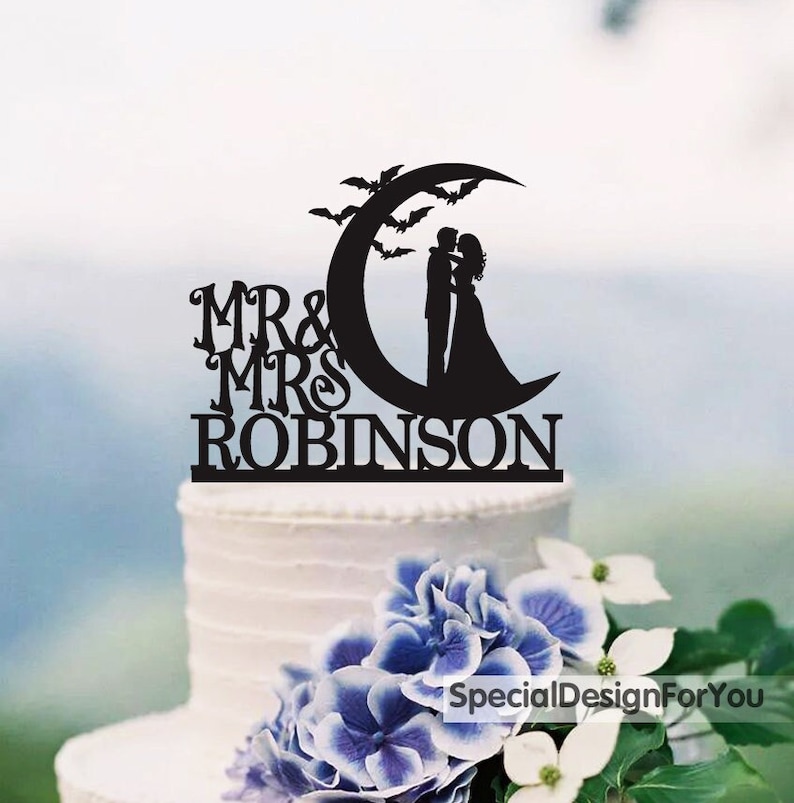Halloween Wedding Cake Topper, Halloween Theme Party Decoration in Acrylic, Personalized Cake Topper, Till Death Do Us Part Decoration,Halloween Theme Engagment Decoration