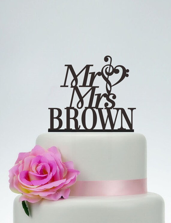 Mr And Mrs Cake Topper With Last Namemusic Note Cake Etsy