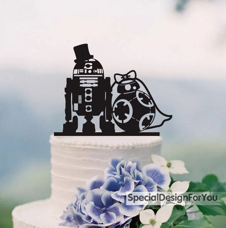 Star Wars Wedding Cake Topper,R2D2 & Bb8 cake topper, Custom Cake Topper,Couple Robot Cake Topper,Star Wars Cake Topper in acrylic