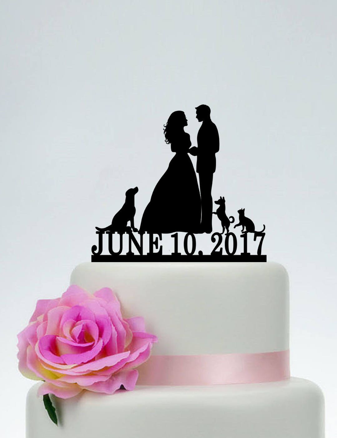 Wedding Cake Topper With Dog and Cat, Bride and Groom With Pets,mr and ...