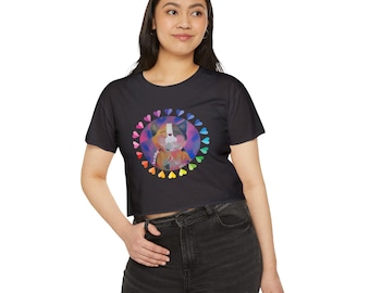 Rainbow Heart Circle Dog Crop Top | Festival Puppy Graphic