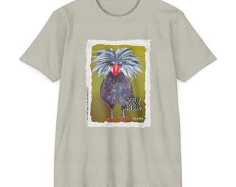 Quirky Polish Rooster T-shirt | Whimsical Bird Art Tee Humorous I woke up looking this good
