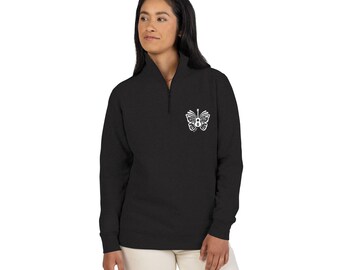 Butterfly Book Guitar Logo Embroidered Pullover | Half-Zip Sweatshirt