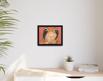Abstract Frog Painting Matte Canvas, Framed | Colorful Amphibian Wall Art