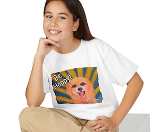 Be Happy Golden Retriever Dog Kids T-Shirt