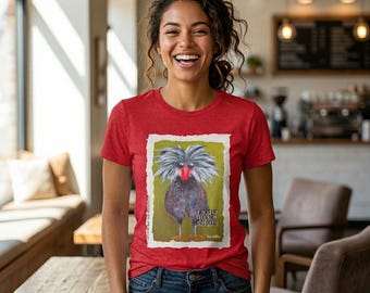 Quirky Hand-Painted Polish Rooster Tee | I Woke Up Looking This Good