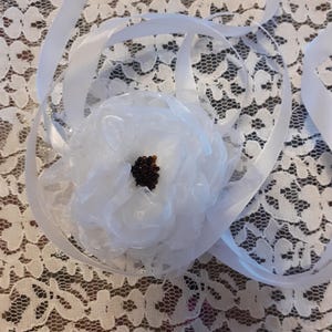 Flower Choker Necklace, Handmade Floral Choker, Orgsnza Flower Choker, Elegant Flower, Snow White Choker,For Women, Flower Ribbon Choker