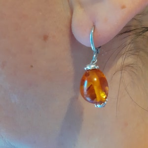 Silver 925 earrings Amber cognac earrings  Baltic Amber gift gift for her handmade earrings for mothers beautiful Amber earrings unique gift