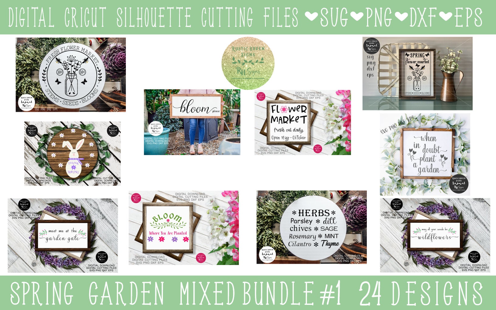 Design File Sign Scrapbooking Cricut Silhouette Cutting Files Sign Maker Bundle Spring ...