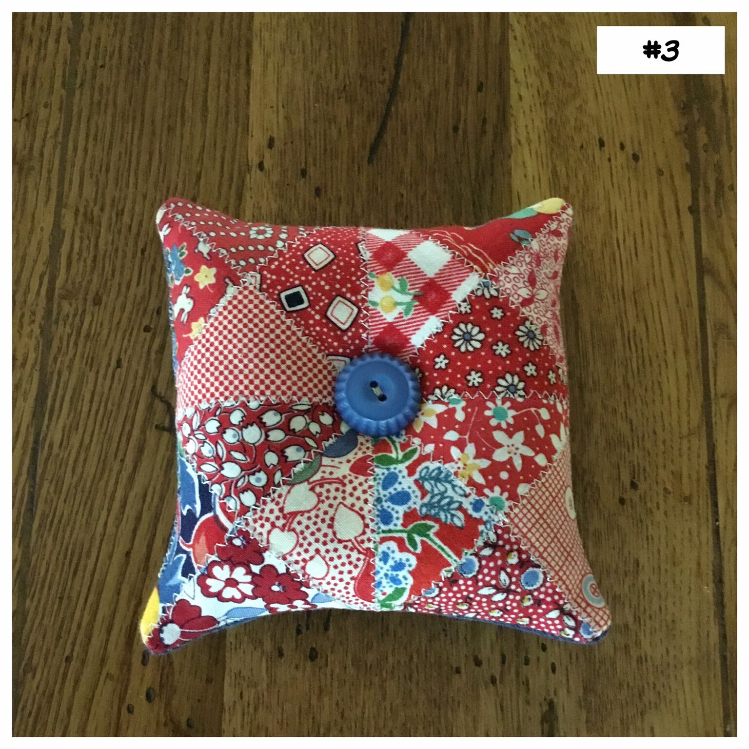 Homemade quilted Pin Cushion / Sewing Room / Craft Room / Crushed