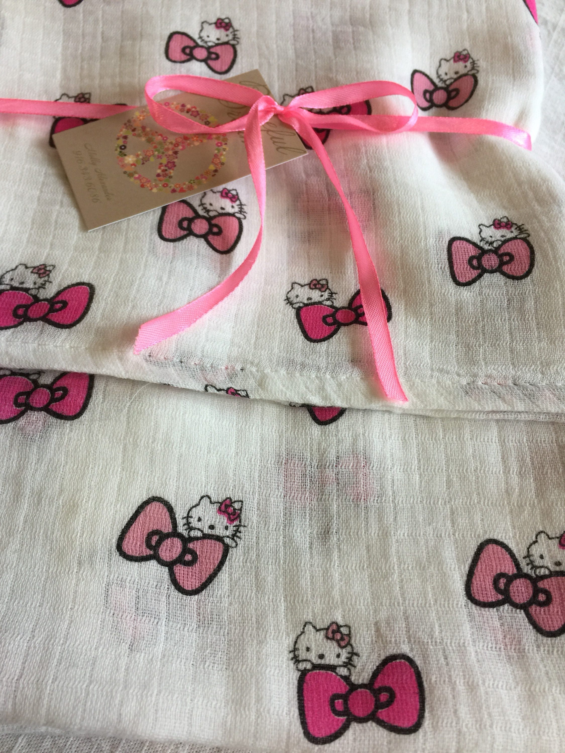 Muslin swaddle, blanket, double gauze blanket, hello kitty baby blanket
