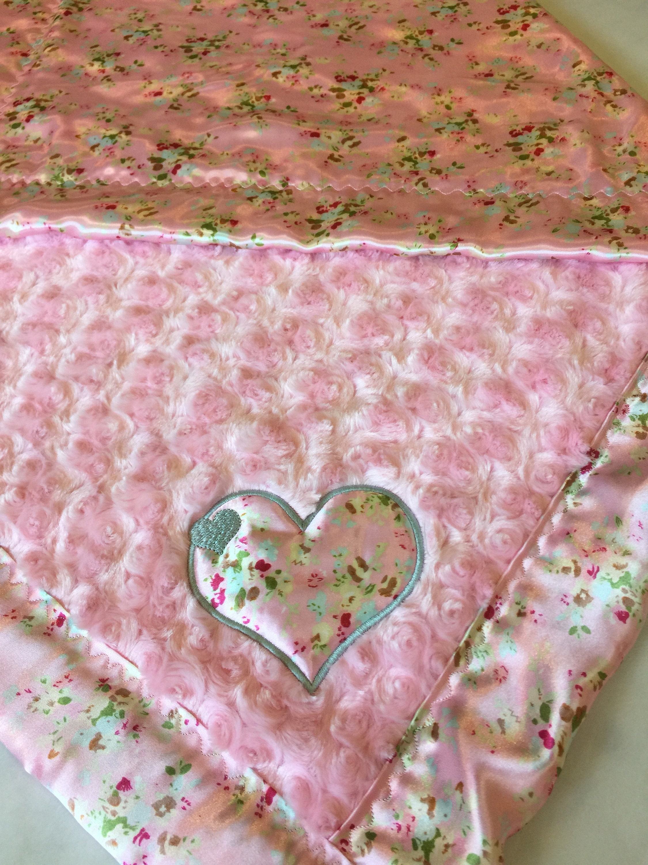 Baby blanket, Beautiful Rose Water pink cuddle front, backed & edged