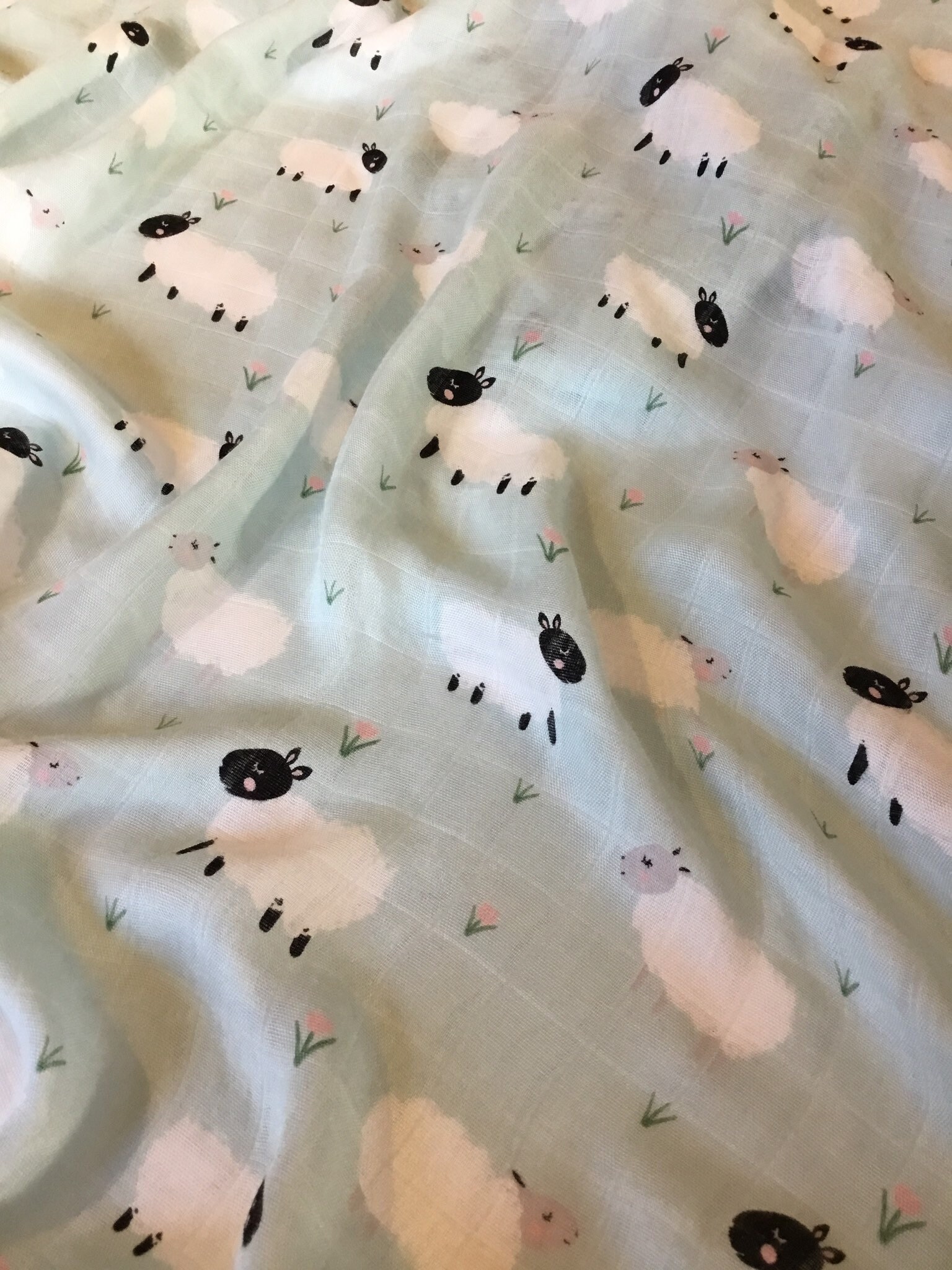 Lamb swaddle, Ultra soft light weight bamboo cotton, double gauze