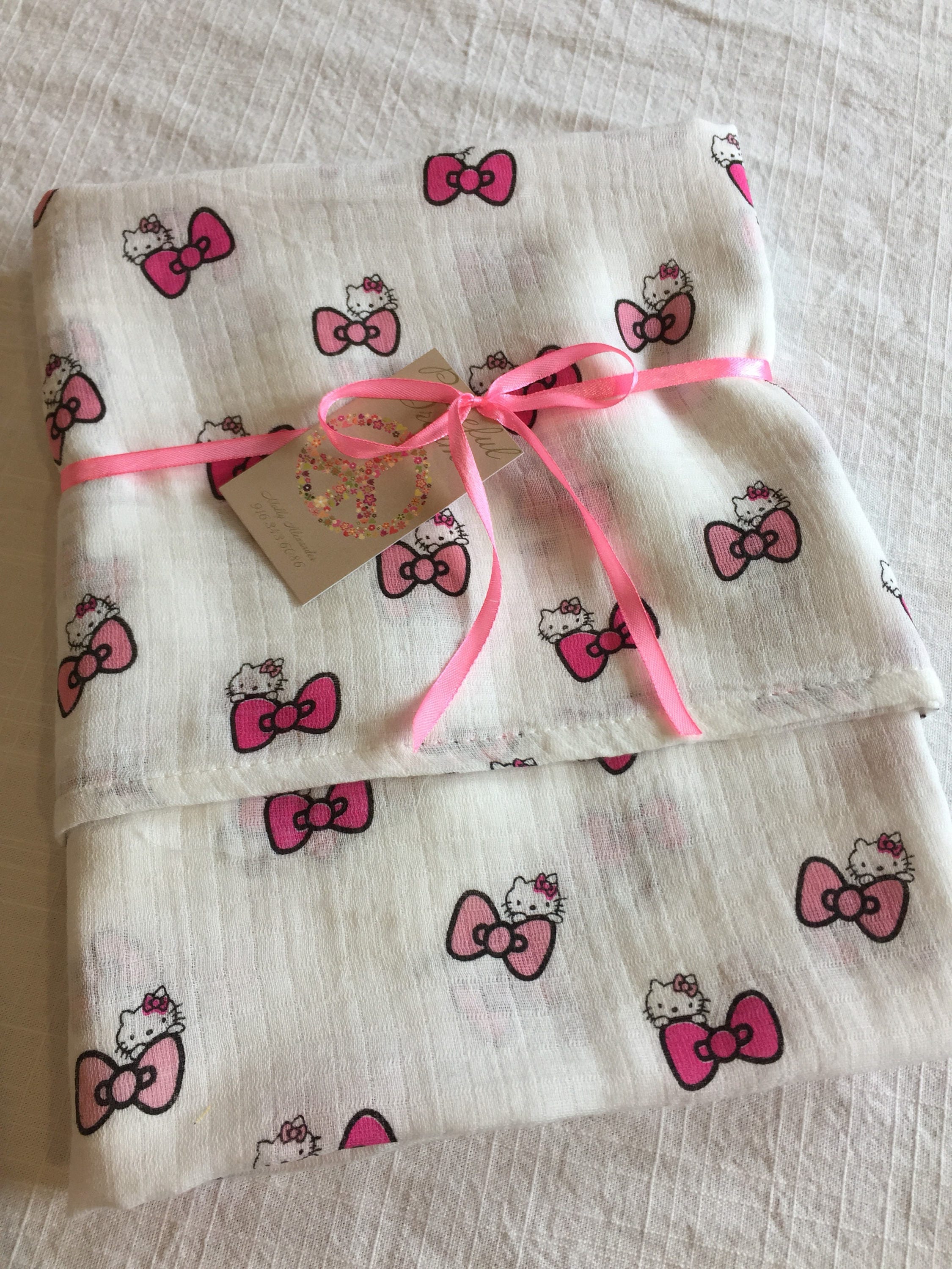 Muslin swaddle, blanket, double gauze blanket, hello kitty baby blanket