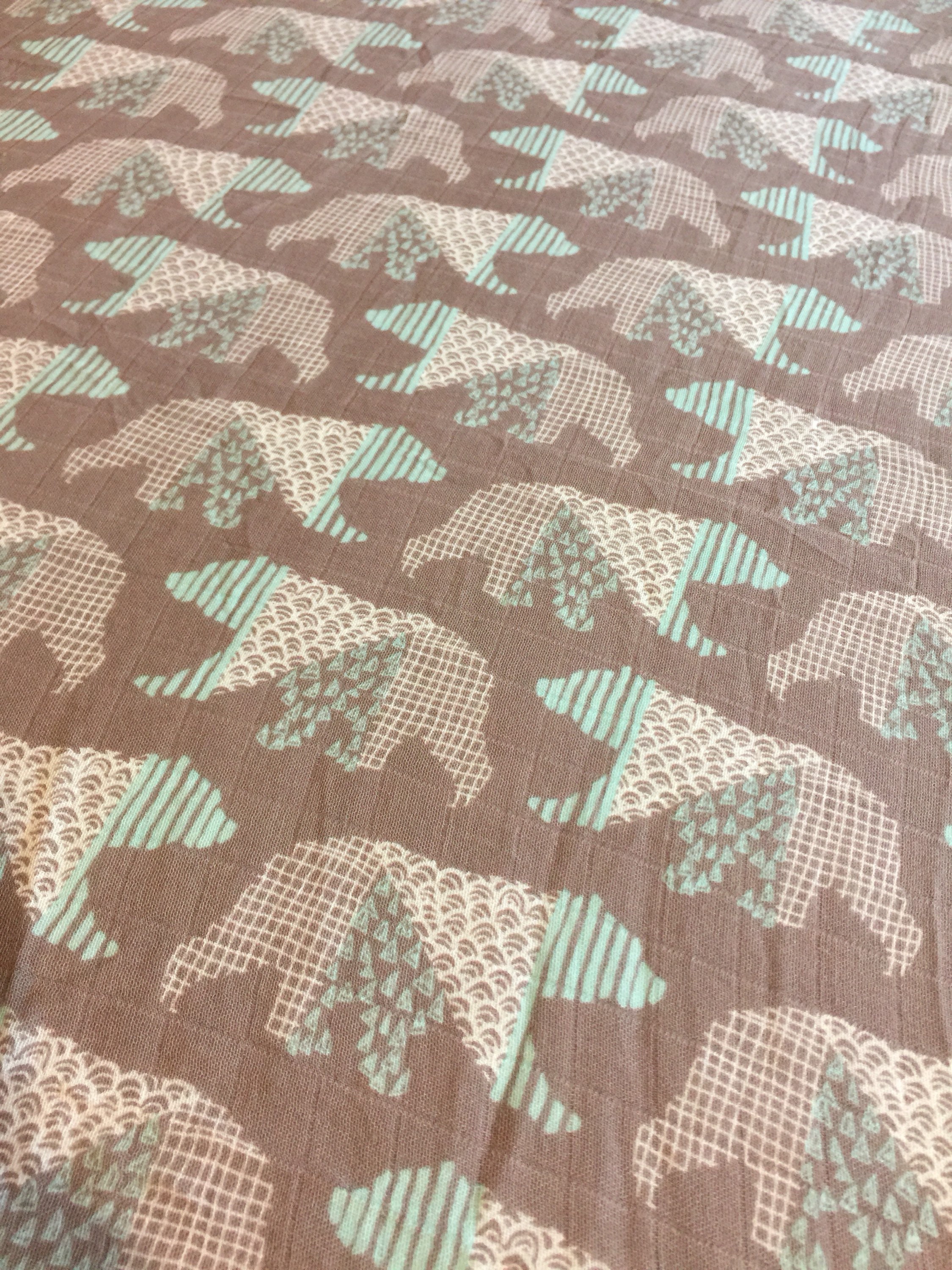 Bear Double gauze swaddle, Organic muslin swaddle, receiving blanket