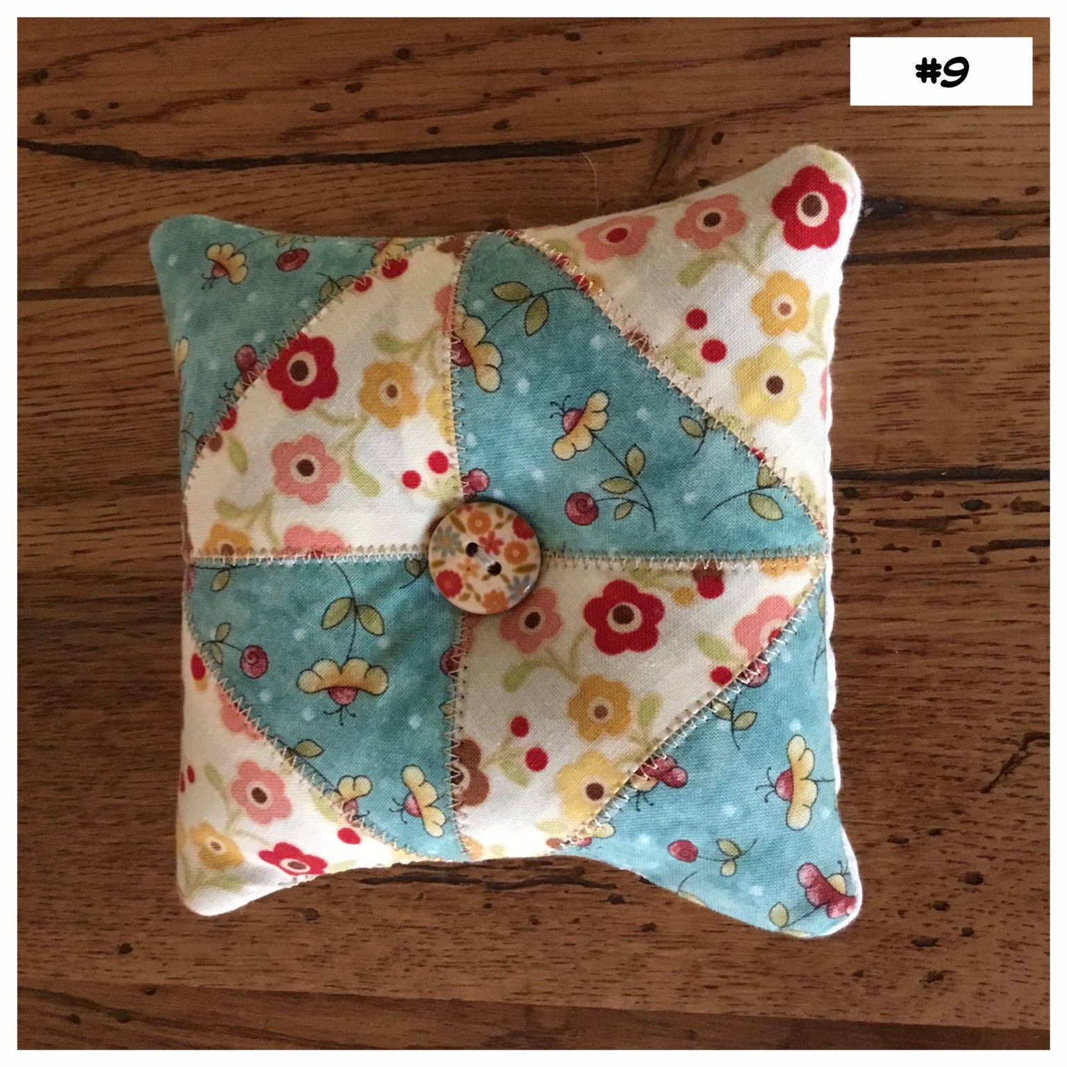 Homemade quilted Pin Cushion / Sewing Room / Craft Room / Crushed