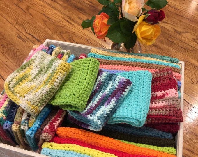 Crochet Dish Cloths, Crochet Wash Cloths, 100% Cotton, Crochet Dish Rag, Wash Rags approx 8x8, Mother's Day gift
