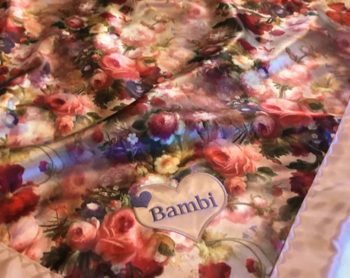 Baby Blanket, Silky Baby Blankets, lovey, personalized baby blanket, Peaceful Dreams, Crib Blanket, Floral Blanket, crib blanket,