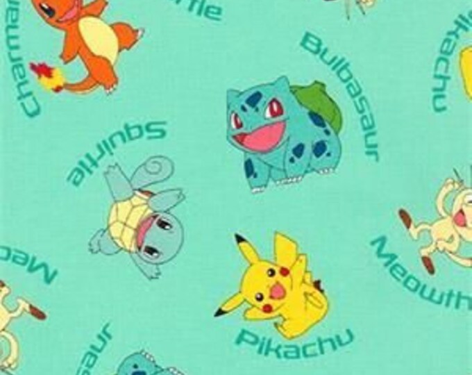Pokémon fabric by the yard, Aqua 2015 AOQ-72015-70 International TM Nintendo