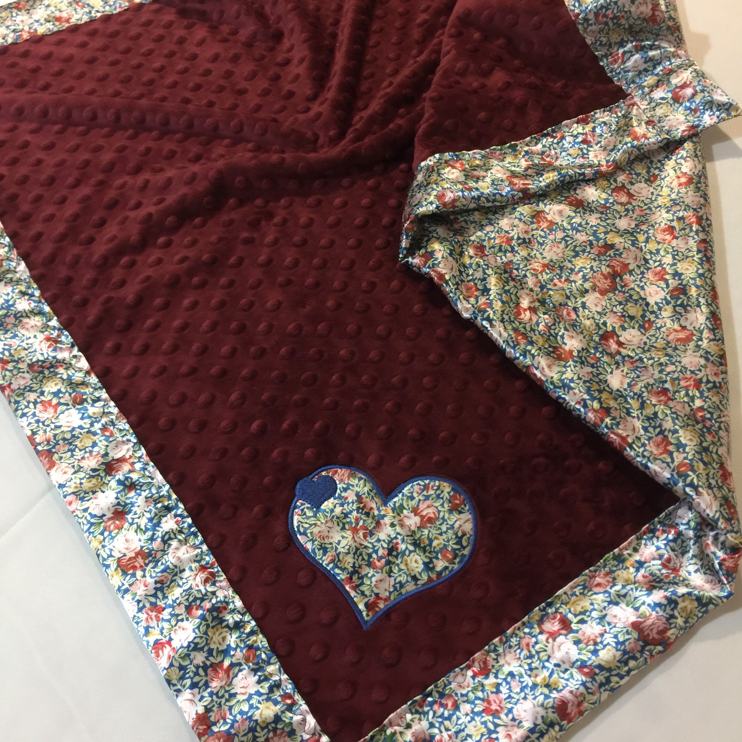 Floral Silky Baby Blanket, Plush front, backed and edged with silky