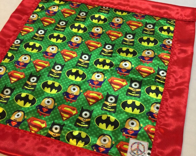 Minion Hero Silky Baby blanket, Silky blanket, Stroller blanket, Lovey, silky, Homemade.