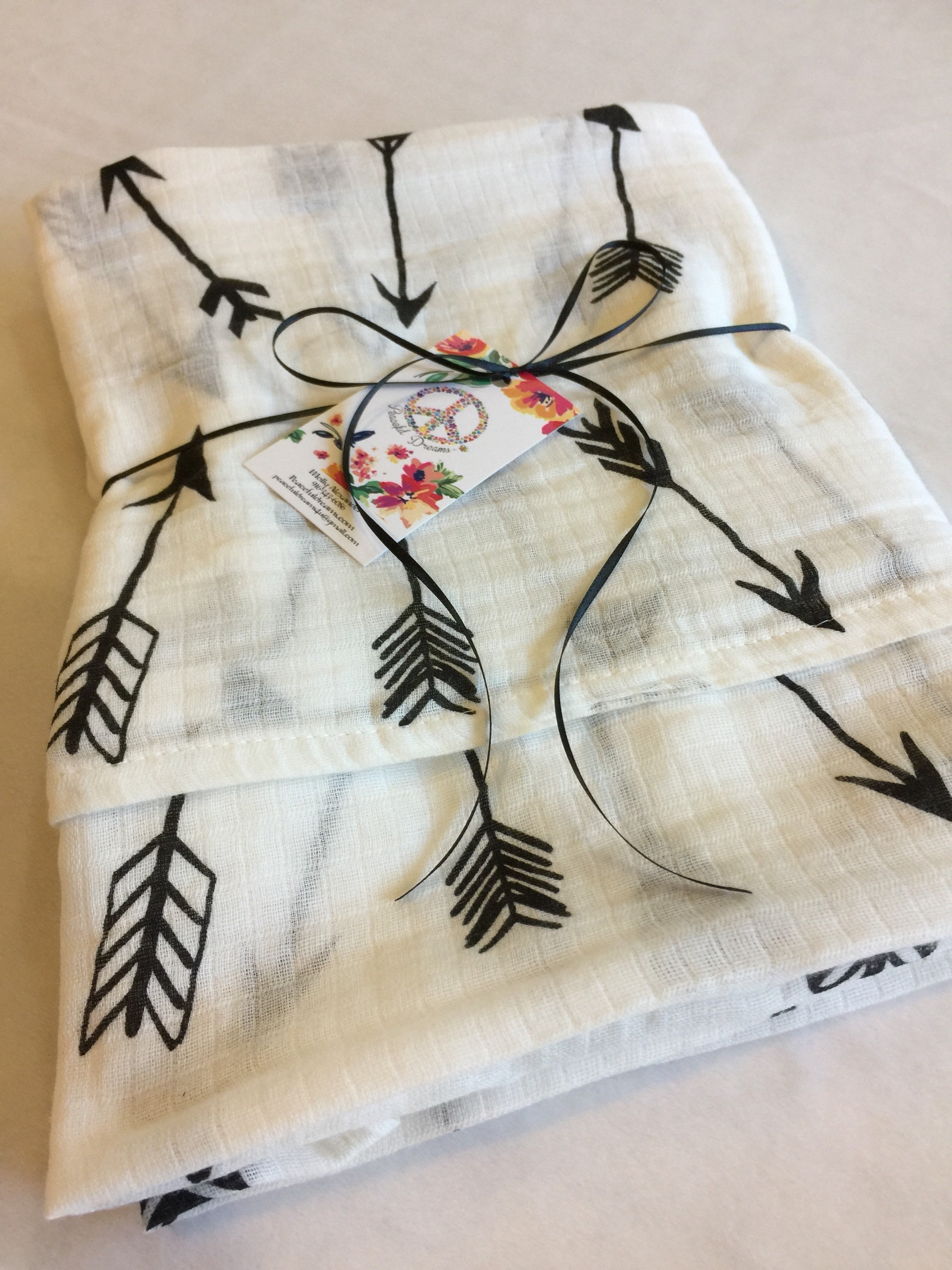 Double gauze swaddle, Muslin swaddle, arrows swaddle blanket, newborn