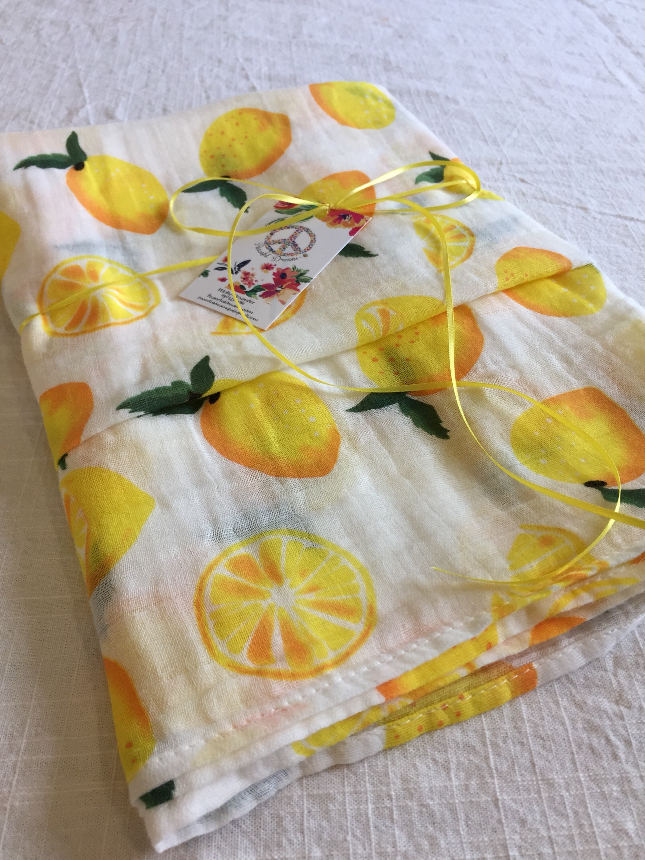 Lemon baby blanket, Double Gauze swaddle, Muslin baby blanket, baby ...