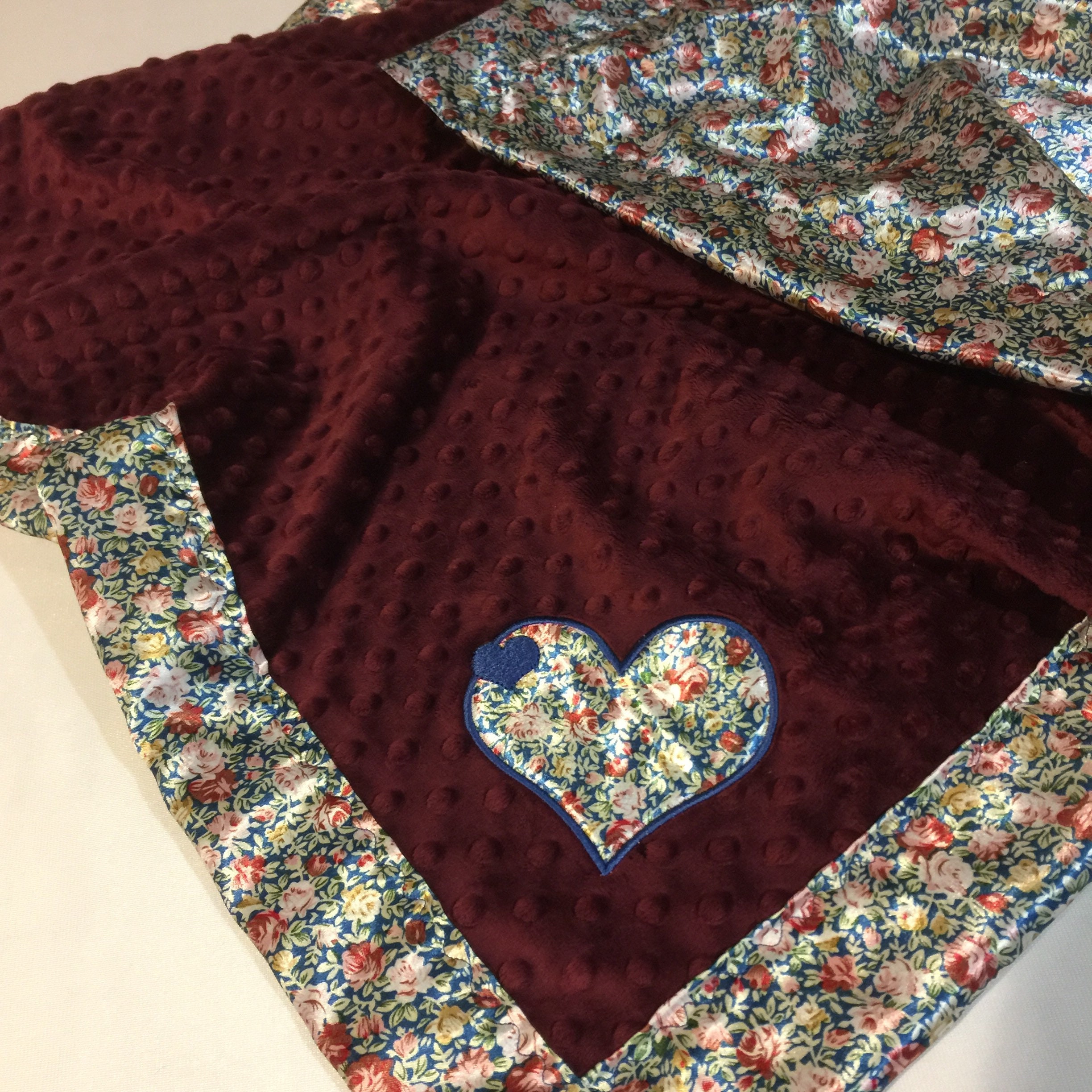 Floral Silky Baby Blanket, Plush front, backed and edged with silky