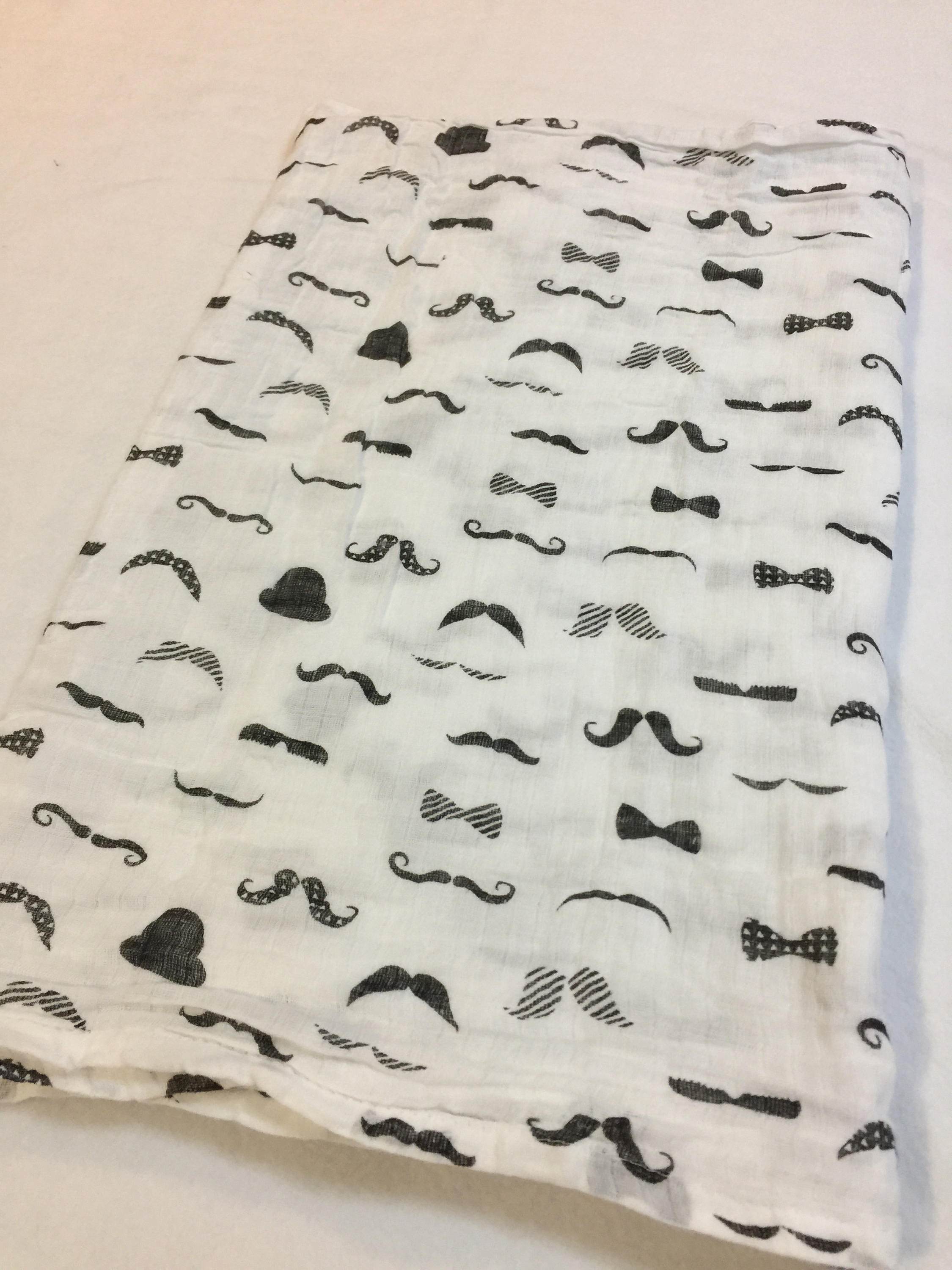 Double gauze swaddle, Muslin swaddle, mustache blanket, swaddle baby