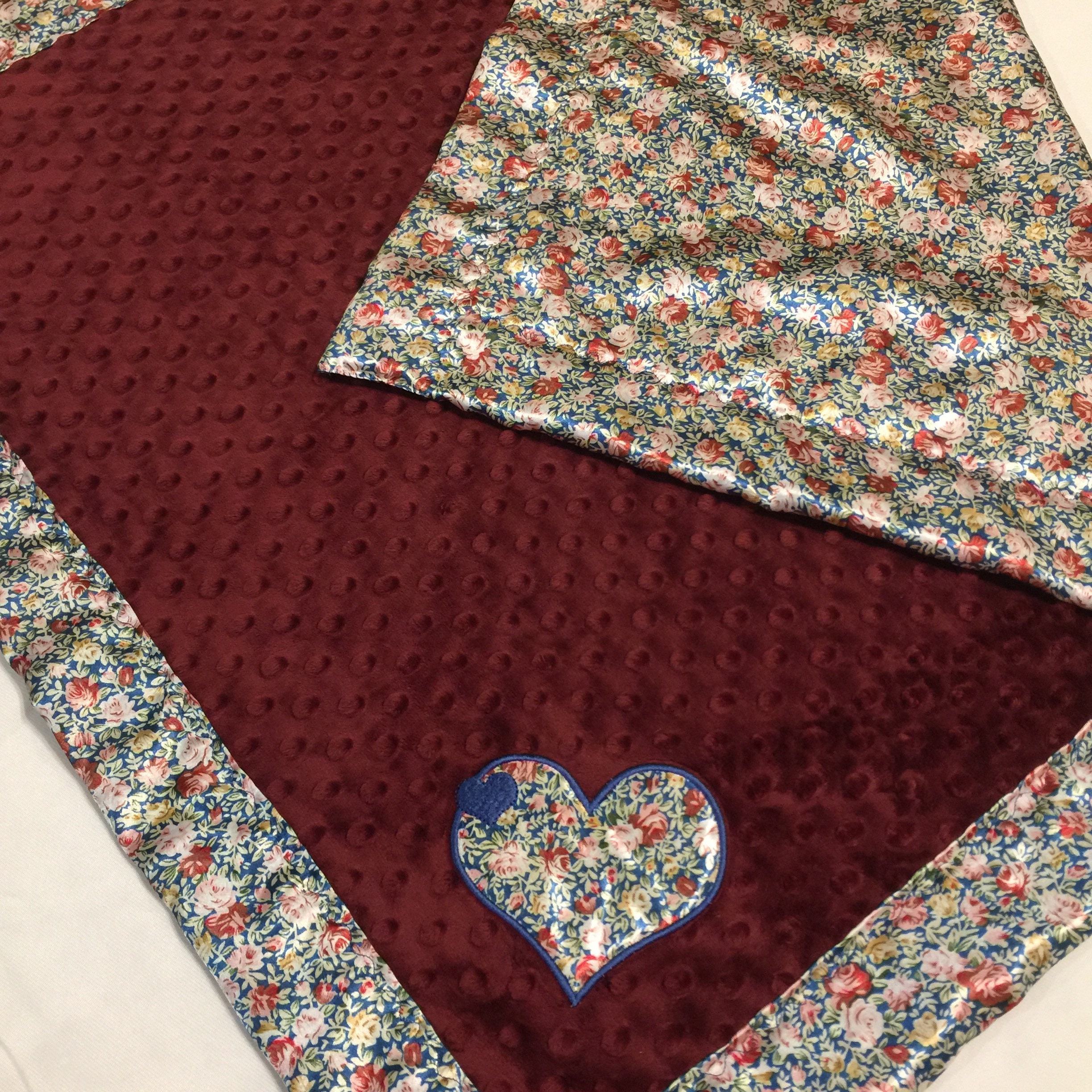 Floral Silky Baby Blanket, Plush front, backed and edged with silky