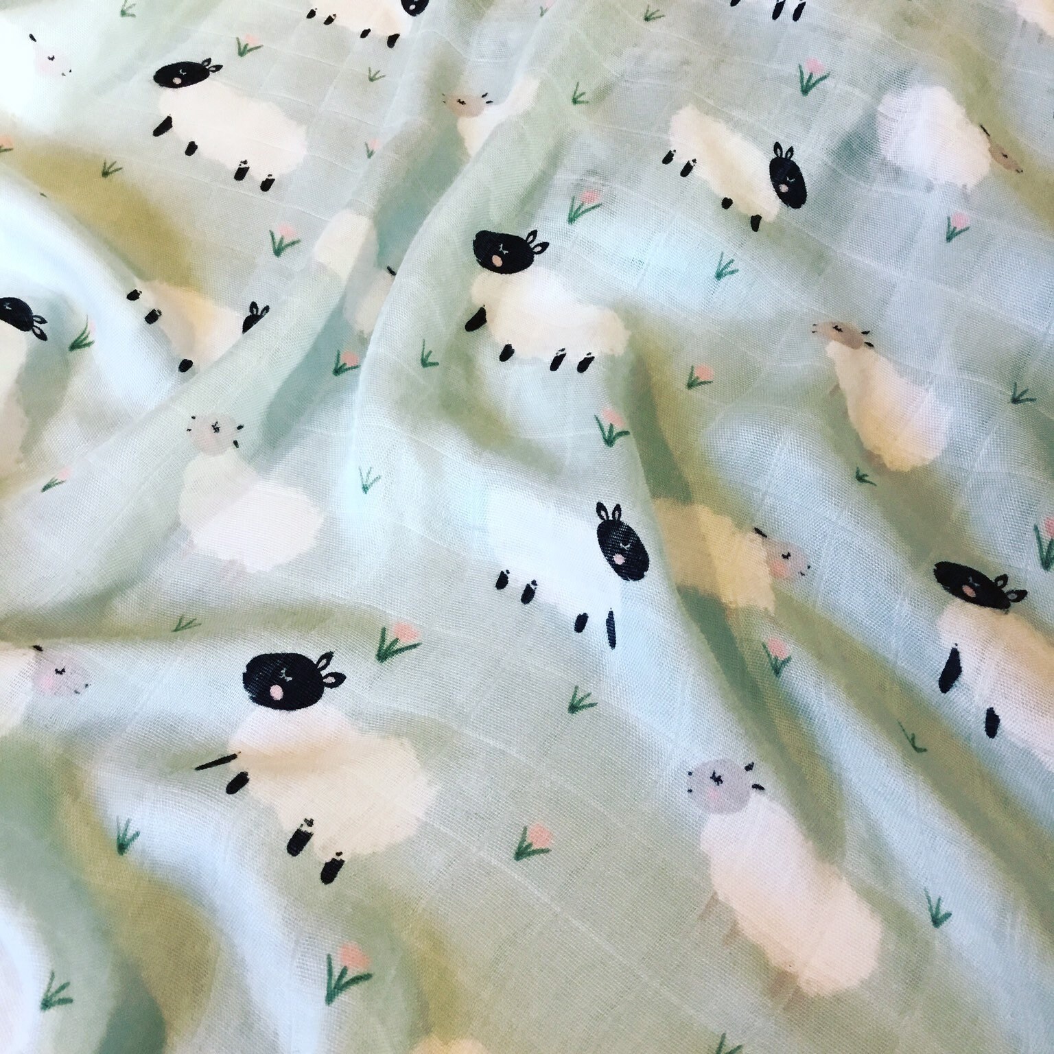 Lamb swaddle, Ultra soft light weight bamboo cotton, double gauze