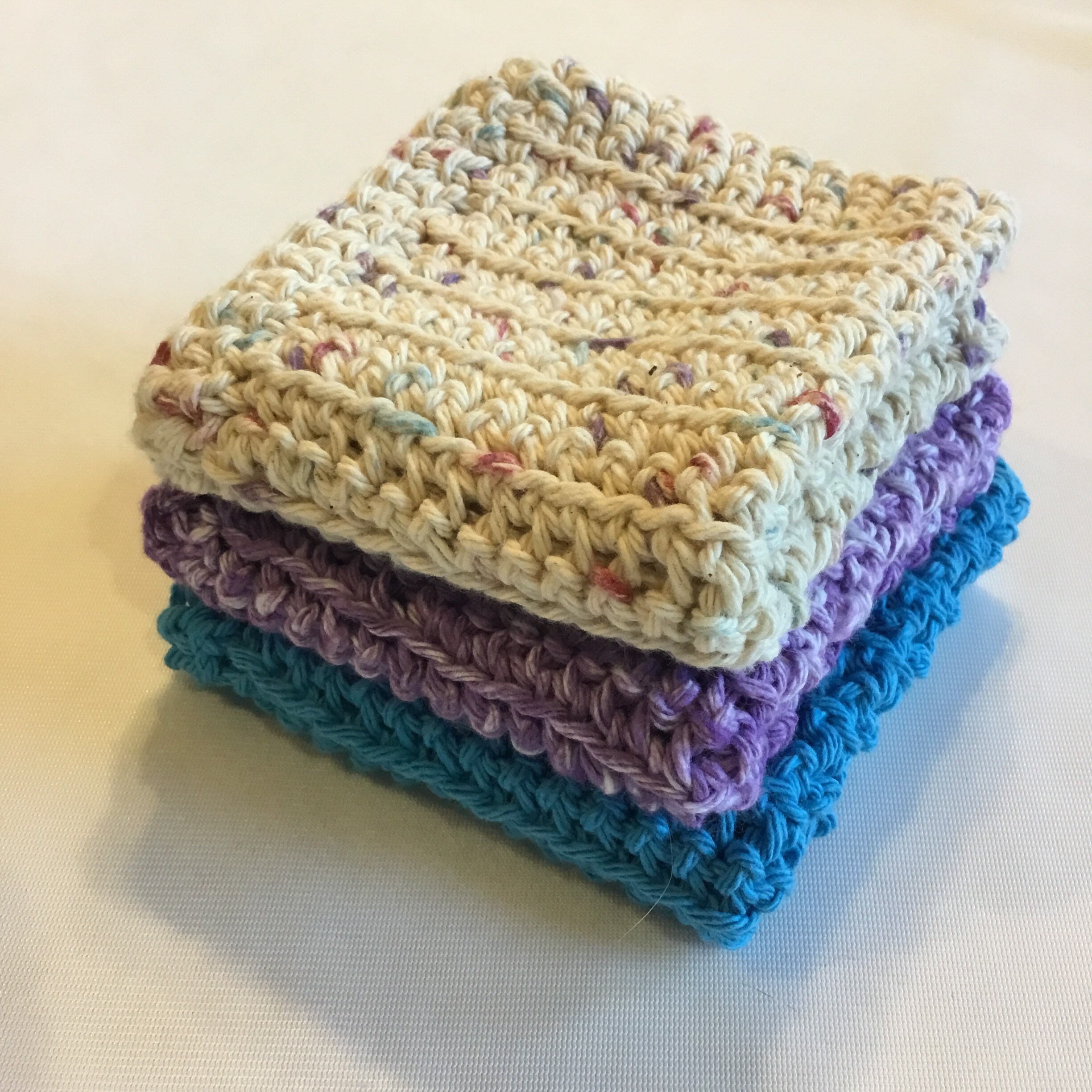 Set of 3, Crochet Dish Cloths, I will ship the three colors you see in