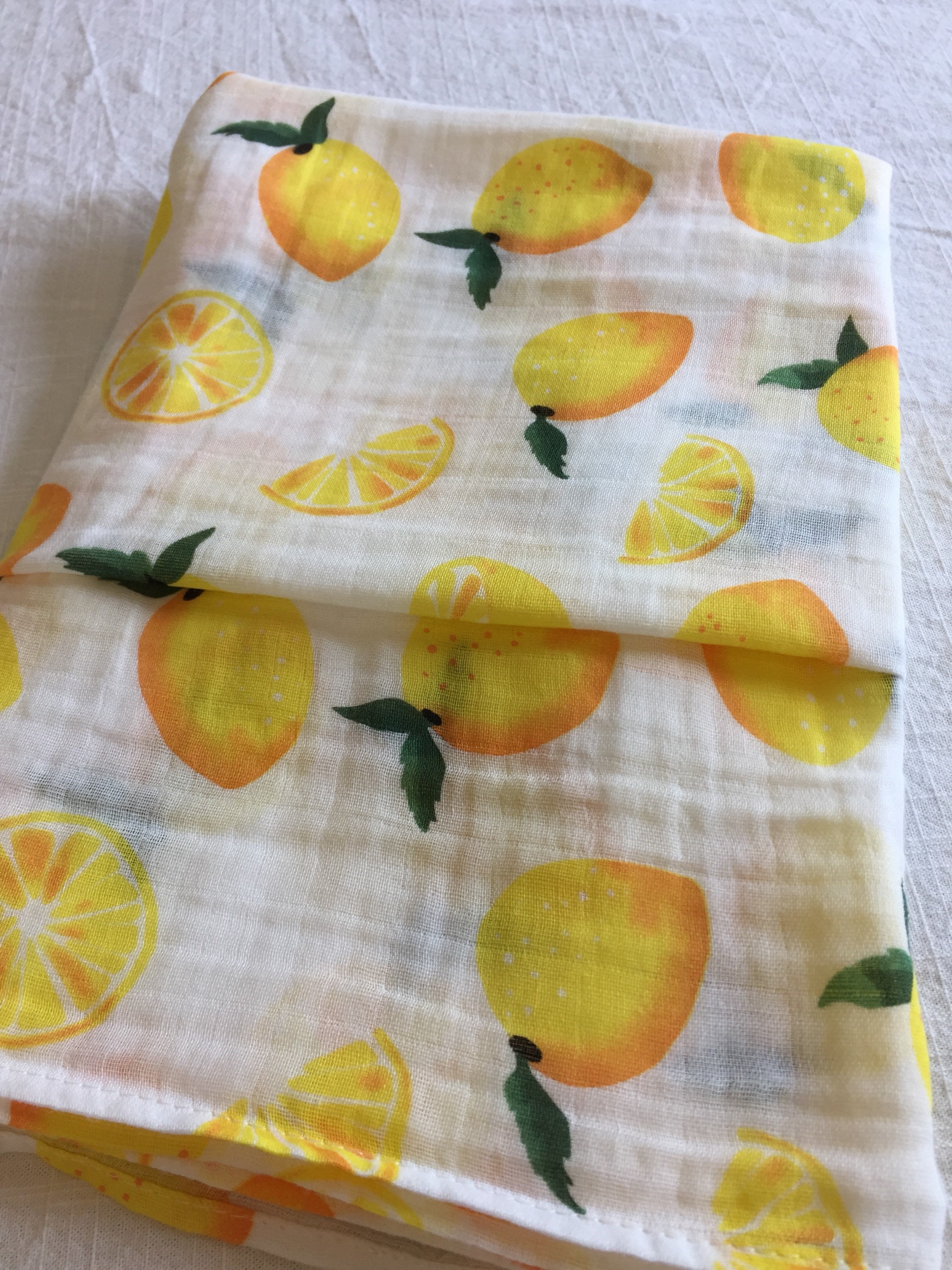 Lemon baby blanket, Double Gauze swaddle, Muslin baby blanket, baby