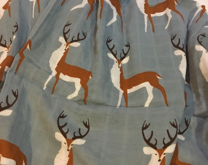 Large muslin buck deer swaddle, organic cotton, muslin swaddles, double gauze baby swaddle, approximately 50x50