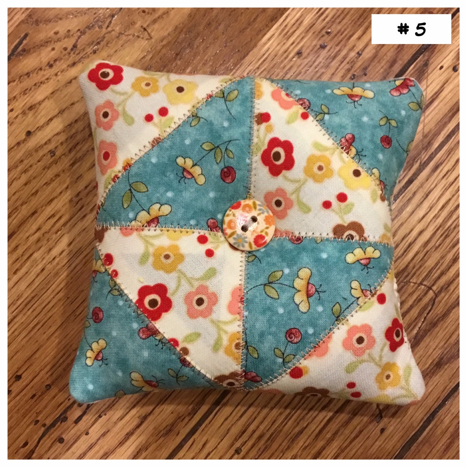Homemade quilted Pin Cushion / Sewing Room / Craft Room / Crushed