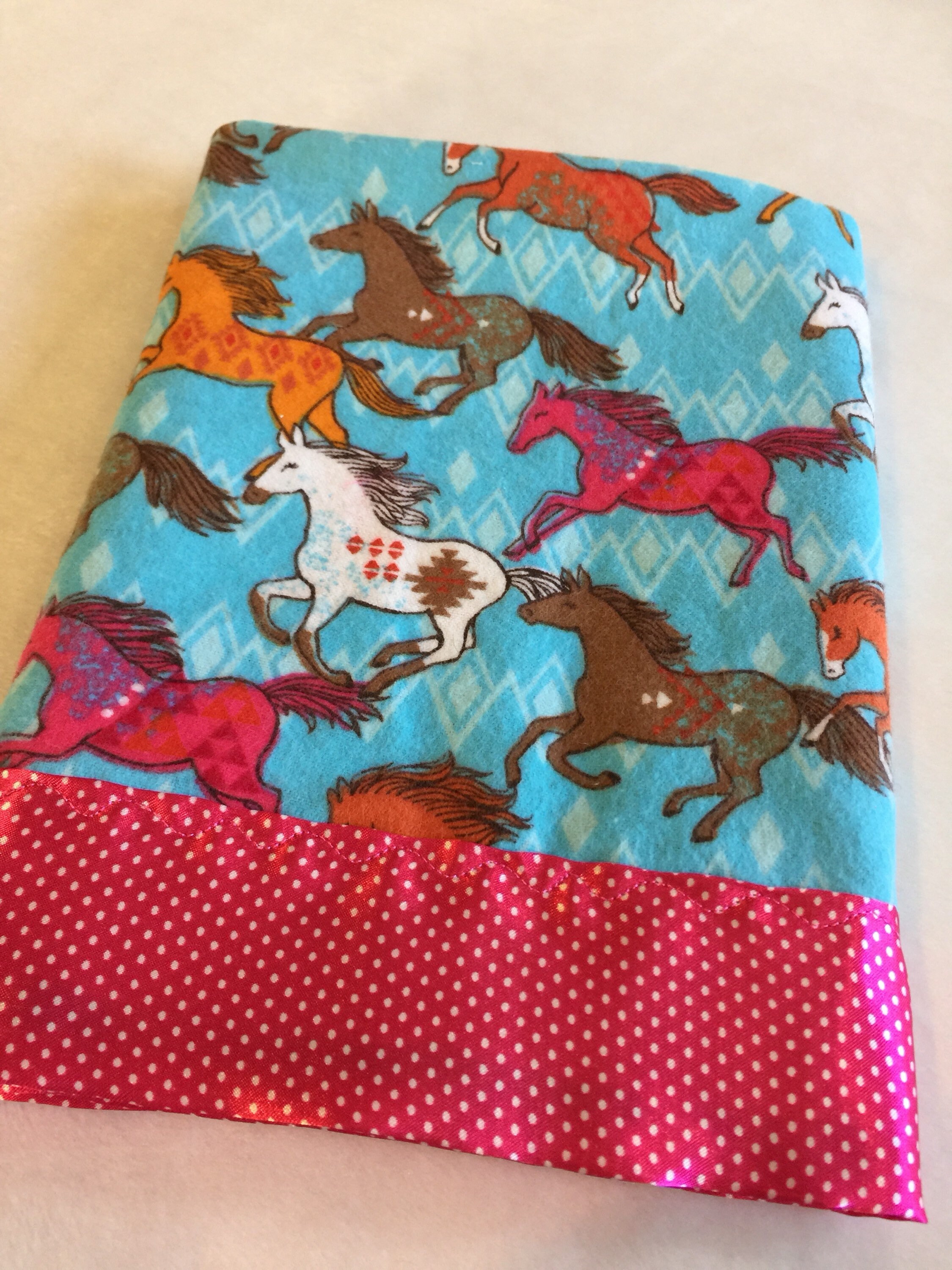 Cowgirl Travel Baby Blanket, Stroller Blanket. Flannel Front backed