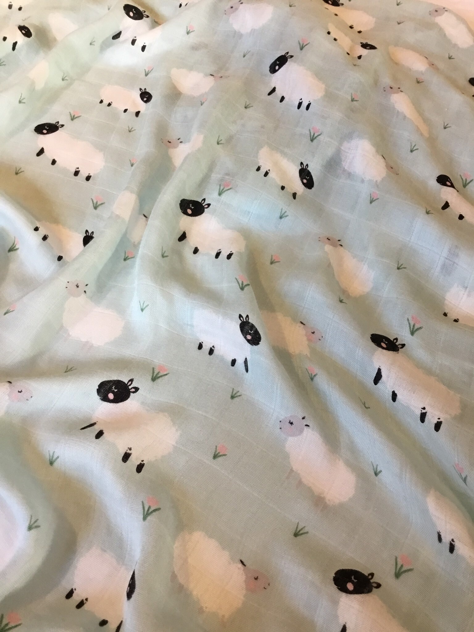 Lamb swaddle, Ultra soft light weight bamboo cotton, double gauze