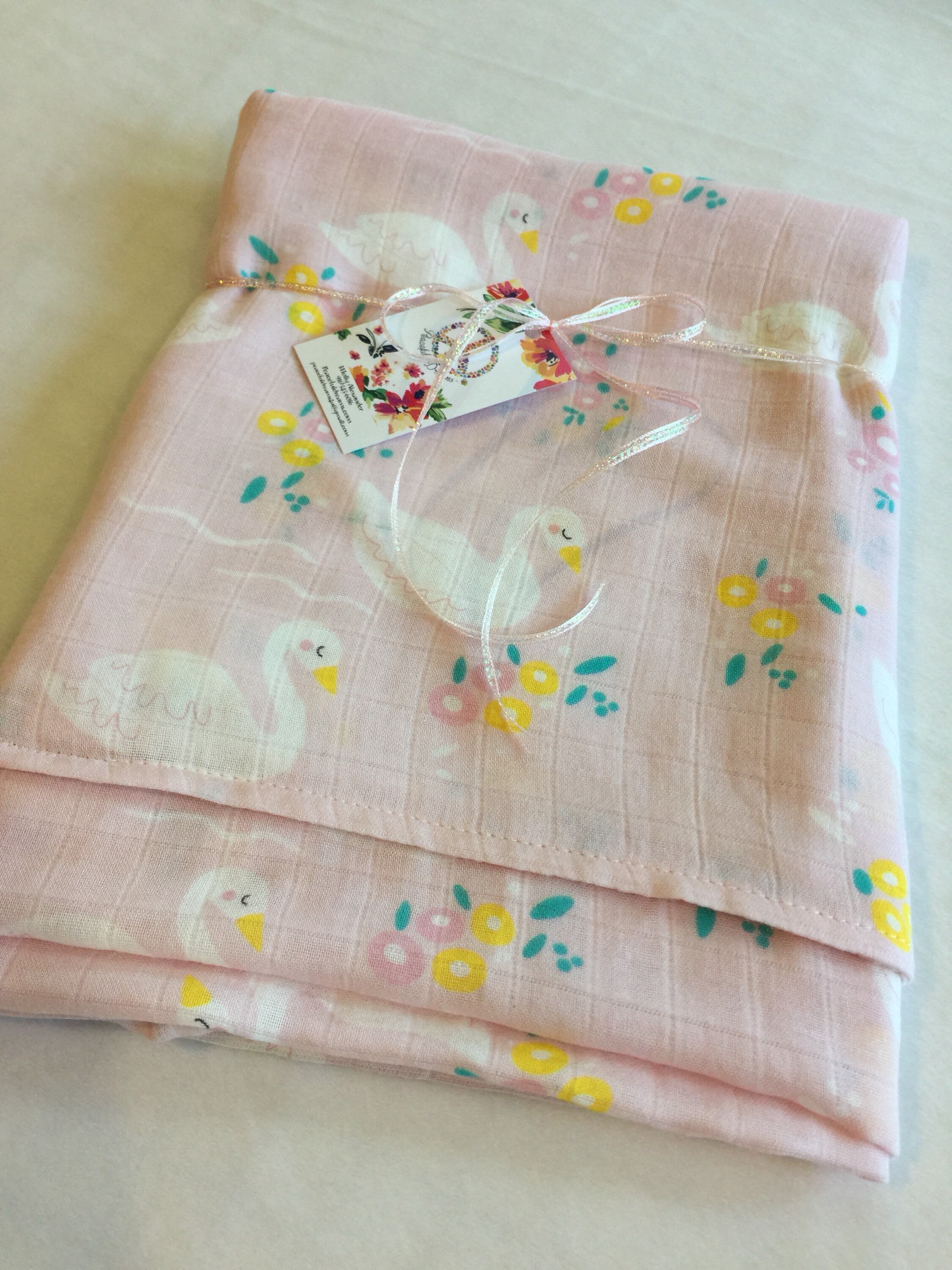 Lovely Swan Double gauze swaddle, Muslin swaddle blanket, newborn ...