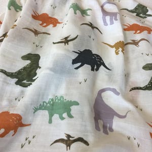 Dinosaurs, Double gauze swaddle, Muslin swaddle, swaddle blanket, baby swaddle, cotton blanket, muslin blanket, dinosaur, bamboo cotton