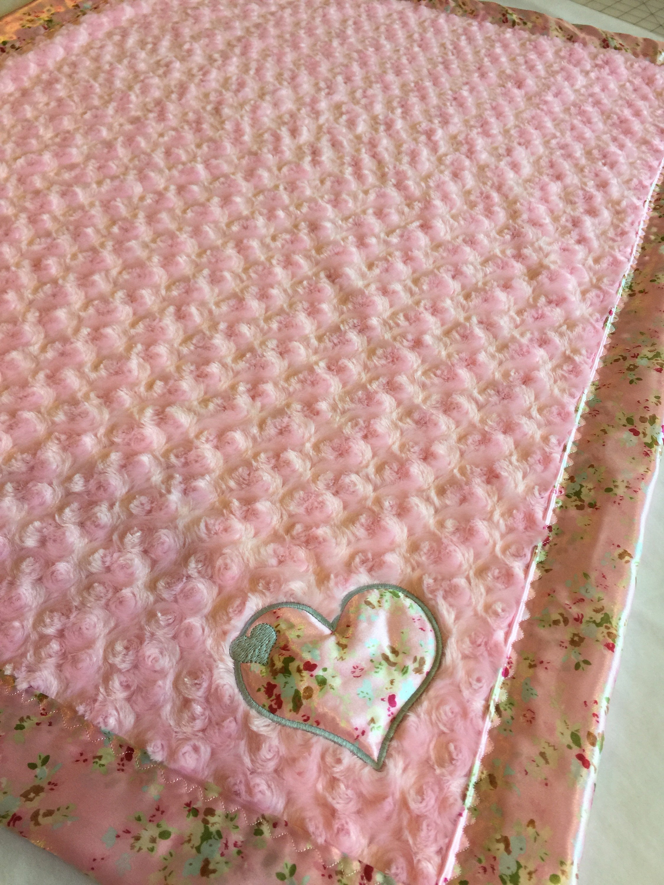Baby blanket, Beautiful Rose Water pink cuddle front, backed & edged
