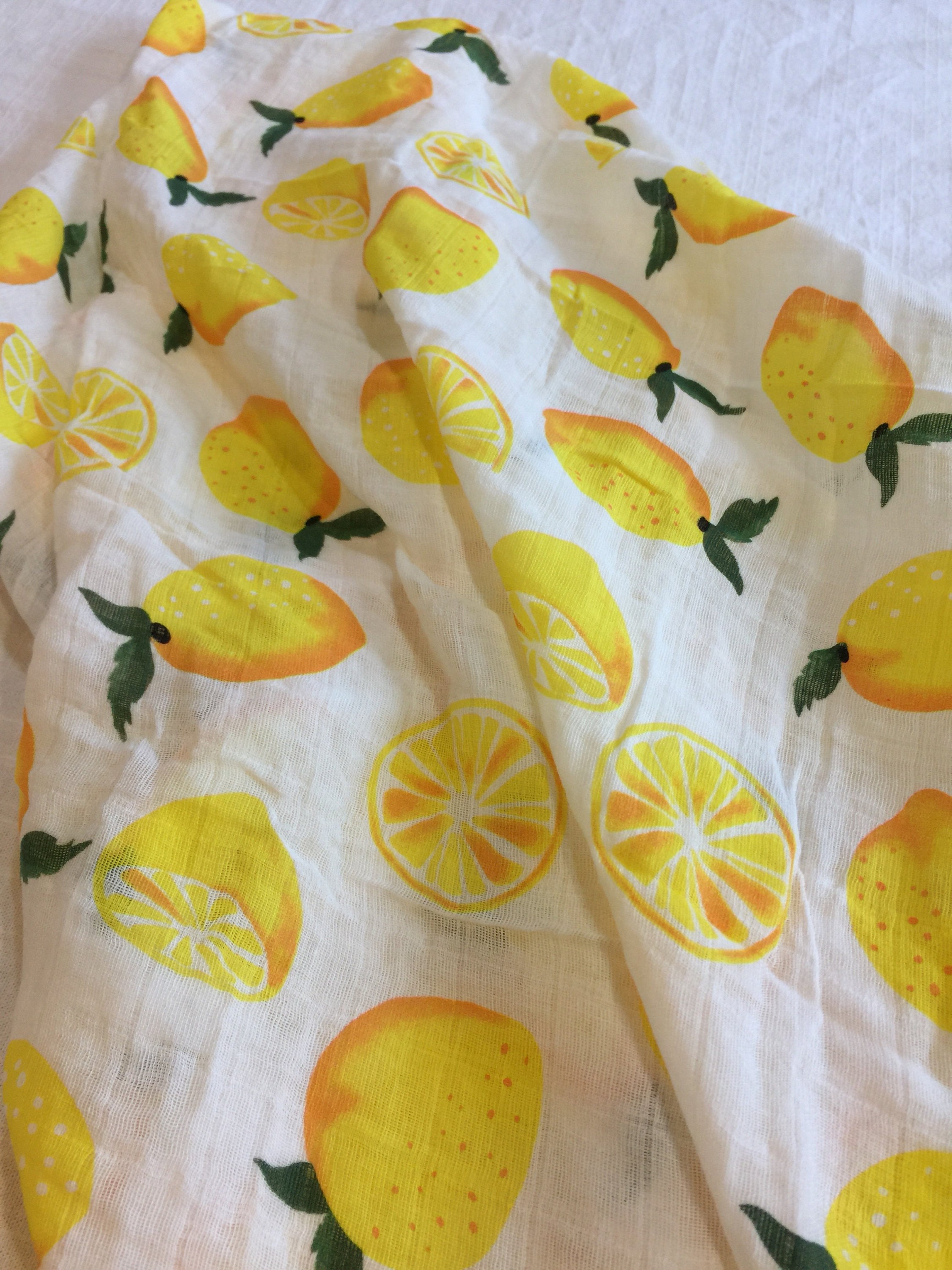 Lemon baby blanket, Double Gauze swaddle, Muslin baby blanket, baby ...